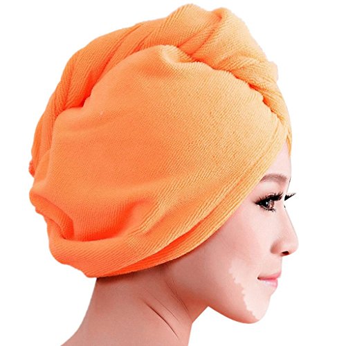 Koly Women's Microfiber Bath Towel Hair Dry Hat Cap Quick Drying Shower Caps (Orange)