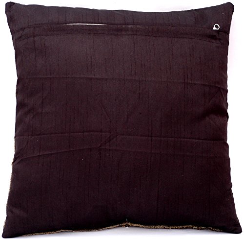 Indische Seide Deko Kissenbezüge 40 cm x 40 cm (Schwarz), Extravaganten Design für Sofa & Bett Dekokissen, Kissenhülle aus Indien. ***Angebot nur für kurze Zeit gültig*** - 5