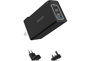 Zinooy 65W Alimentatore USB C, Caricatore USB Multiplo, Con Spina US/UK, per iPhone 15/14/13, MacBook Pro/air, iPad Pro/air e Samsung Galaxy S23 Xiaomi Redmi Note 13 Pro