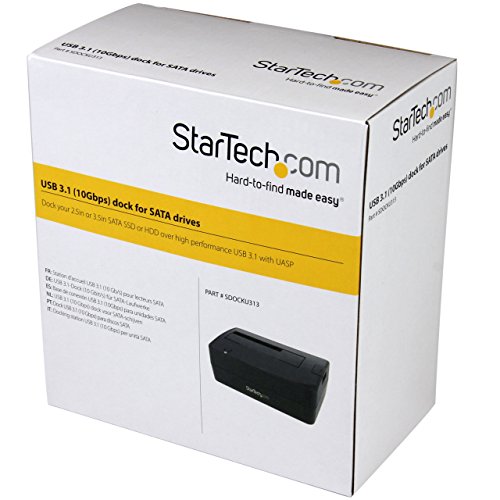 StarTech SDOCKU313 USB 3.1 Gen 2 (10 Gbit/s) Festplatten Dockingstation für 6,4 cm (2,5 Zoll)/8,9 cm (3,5 Zoll) SATA SSD/HDD mit UASP - 4