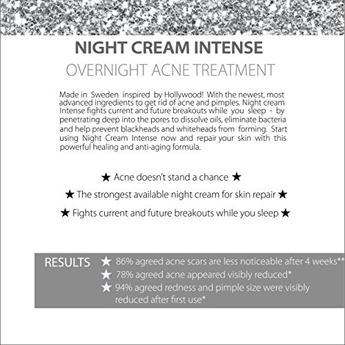 INTENSIVE Akne-Creme 2% Salicylsäure!! Night Creme Intense – über Nacht Aknebehandlung. 400% STÄRKER als herkömmliche Akne-Cremes. 60ml Flasche - 5