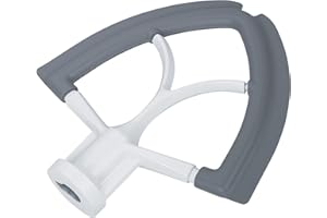 Batidor Flex Edge para KitchenAid 4.5-5 Cuartos Tilt-Head Batidoras Serie Artisan & Classic de MMOBIEL - Pala Plana de Aluminio con Bordes Flexibles de Silicona - Sólo Lavar a Mano