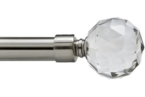 Your Home Online Set Of 2 End Finials For 19mm Curtain Pole Rod Brushed Chrome (Milano Crystal Finial)