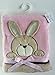 Cute crinkle ear bunny/bear fleece blanket by Soft Touch Neutral (Pink) Bunny