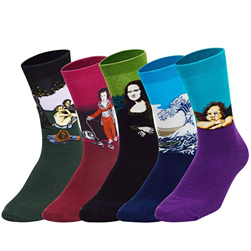 iParaAiluRy Lot de 4/5 paires de Chaussettes Hommes Femmes en Coton Motif Coloré Chaussettes Hiver