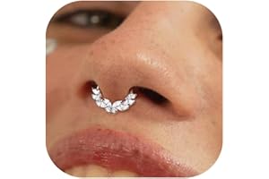 BodyBonita 16G Septum Piercing Acciaio Chirurgico 316L Zirconia Cubica Nostril Piercing Naso Cerchio Helix Orecchino Trago Daith Cartilagine Setto Rook Piercing Naso Anello 14K Oro/Argento 8mm/10mm