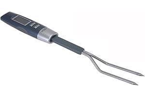 Peraga 553552 - Forchettone in acciaio con termometro digitale, 36cm, 1 pz.