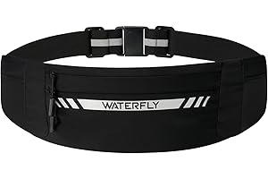 WATERFLY Laufgürtel für Handy Lauftasche Joggen: Lauf Hüfttasche Herren Damen mit 4 Taschen Jogging Bauchtasche Flache Gürteltasche Handytasche Sportgürtel Running Belt zum Laufen Sport Fitness