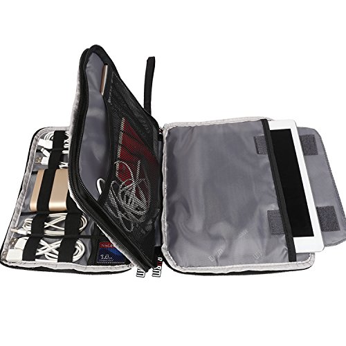 BUBM Reisetasche Organisator Tasche mit Doppelschichte für Elekronik Zubehör Wie Telefon Ladegerät Tasche (Groß, Dunkelblau) - 7