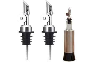 YUVKIN 2 Piezas Vertedor de Botellas de Acero Inoxidable con Tapa, Dosificador para Botellas de Aceite, Vino, Cócteles, Aceite de Oliva, Jugo, Jarabe, Vinagre