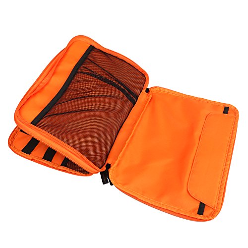 BUBM Universal Reisetasche mit Doppelschichte Organisator Tasche Tragetasche für Elektronisches Zubehör Batterie und Ladegrät – Groß, Grau und Orange - 3