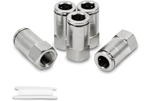 Bwintech 5 piezas 6mm Tubo de diámetro exterior x 1/8" BSP rosca hembra recta Latón niquelado Racor neumático de cierre a presión Push to Connect