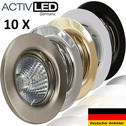 Preisvergleich Produktbild Activled 10x Deckeneinbaustrahler Deckeneinbauleuchte Einbaurahmen Einbaustrahler Einbauleuchte Einbauspot Einbauring Metall LED Halogen GU10 MR16