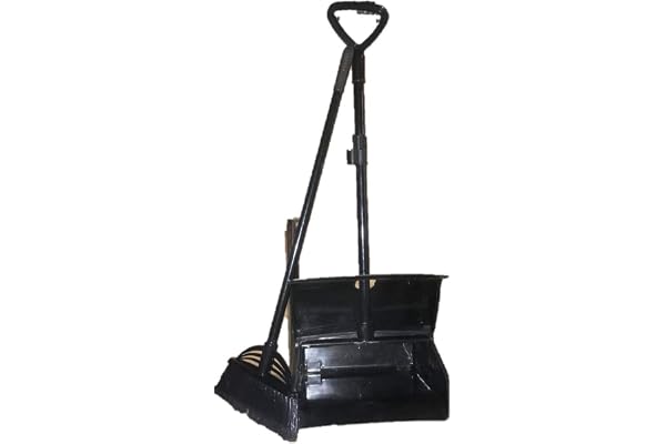 Miracle Inc Lobby Dustpan & Broom Set, Black, Plastic, Easy to Pick Up, Ergonomic, Aluminium Handle, Foldable, Dustpan & Broom