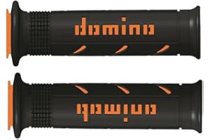 DOMINÓ Manopole in gomma per manubrio moto da strada, sportbike, naked, tourer, sportbike, moto2, moto3, premoto3, moto4, moto5 (arancione)