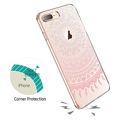 ESR Funda iPhone 8 Plus  ESR C  rcasa Fina Transparente Dura Borde Suave TPU  Compatible con Carga Inal  mbrica   Mejorada Protecci  n a Esquinas  Dise  o de Impresi  n para Apple iPhone 8 Plus 5 5  2017 - Manjusaka Rosa