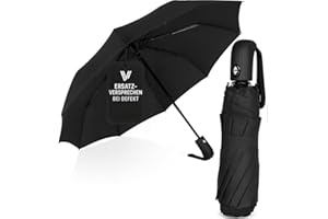 Villkin Regenschirm sturmfest mit Auf-Zu-Automatik - robuster und hochwertiger Regenschirm in schwarz für Damen und Herren - 107cm breiter Taschenregenschirm