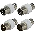 Relloh TV Aerial Coaxial Cable Connectors - Premium Nickel Plated 2x Male and 2x Female Connectors for Seamless Signal Transmission - Coaxial TV Aerial Connector Kit RF Coax Aerial Adapters