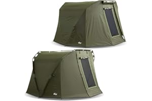 ‎LUCX Lucx Caracal Bivvy + Winterskin 1 bis 2 Mann Angelzelt + Überwurf 2 Personen Karpfenzelt + Overwrap Angler Zelt Carp Dome + Skin 10.000mm Wassersäule
