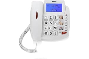 Brondi Bravo 90 LCD Telefono Fisso con tasti grandi, Bianco