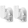 TNP Universal Satellite Speaker Wall Mount Bracket Ceiling Mount Clamp with Adjustable Swivel and Tilt Angle Rotation For Home Theater Surround Sound System Satellite Speakers - 1 Pair Set of 2, White