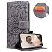Produktbild CreWin Huawei P20 Lite Hülle Lederhülle Ledertasche Sonnenblume Mandala Muster Schutzhülle Premium PU Leder Flip Case Protective Cover Innere Weiche Silikon Bookcase Handy Tasche Schale mit Magnet Standfunktion Etui - Grau