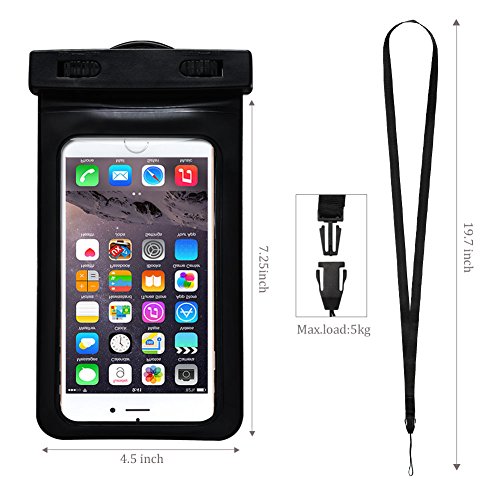 Custodia Impermeabile Cellulare, RosyHeart Trasparente Custodia Smartphone Impermeabile con Fascia Sportiva da Braccio, Universale Waterproof Cover per Apple iPhone X, se/5s, 6/7/8, 6/6s/7/8 plus, Samsung S9, S8, S7/s7edge, s6/s5/s4, Huawei P8, p9, P10/p10 lite, Xiaomi, Meizu, Moto,Asus, LG, Sony, ecc - Nero