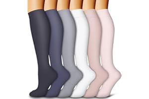 AWXUOCK Kompressionsstrümpfe für Damen und Herren 6-Pack Kupfer Kompressionssocken Zirkulation-beste Unterstützung für Medizin, Laufen, Krankenpflege, Athletik