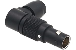 HangTon Black 0B FSG 304 4 Pin 90-Degree Connector Rotated Adjustable Right Angle Male Circular Push Pull Cable Plug Compatible for Lemo