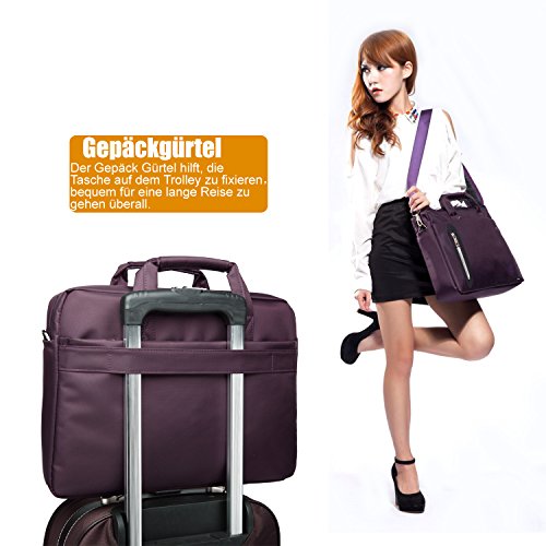 CoolBELL 17,3 Zoll Laptop Tasche mit Riemen mehrfachfach Messenger Bag Nylon Aktentasche für Männer / Damen,Violett - 4