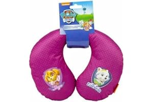 Paw Patrol Coussin cervical rose Pat' Patrouille avec les personnages Skye et Everest. Excellent confort pour les longs trajets en voiture.