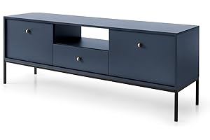 Abakus Direct Mono Navy Blue Finish Storage Cabinet with Shelf, TV Stand, Cabinet, Coffee Table, Side Table (TV Stand 154cm)
