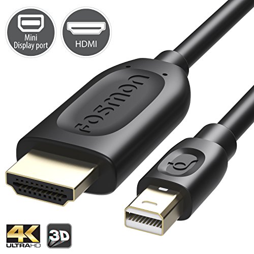 4K Mini Displayport auf HDMI Kabel 1,8M, Fosmon [3D-Unterstützung | Vergoldet] Thunderbolt Port kompatibel Mini DP zu HDTV HDMI Adapter für Surface Pro, Macbook Pro, iMac, Mac Mini - Schwarz