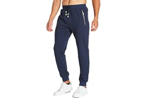 ZOXOZ Pantaloni Sportivi Uomo Cotone con Elastico in Vita con Tasche Zip