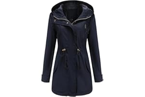 chiguomaoyi Women's Casual Ligtweight Military Jackets Anorak Utility High Waist Drawstring Zip Up Hood Coat