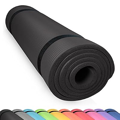 diMio Tapis de yoga/Tapis de gymnastique 185 x 60 cm en 2 épaisseurs et 6 couleurs, phlata tfrei + SGS testé - noir - 185 x 90 x 1.5 cm
