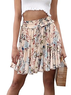 Missy Chilli Femme Sexy Jupe Courte Dentelle Floral Imprimé Robe Mini élastique Taille Haute Décontracté Printemps Clubwear Plage