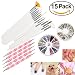 RUIMIO 15 Nail Brush, 12 Colors Nail Rhinestones, 5 Dotting Pens and Gold / Silver Studs