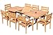Produktbild ASS Teak Set: Gartengarnitur Tobago Ausziehtisch 180-240cm x 100cm + 8 Kingston Stapelsessel JAV von