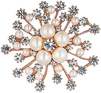 Glamorousky Snowflakes with Fashion Pearl and White Austrian Element Crystal Brooch (15620)