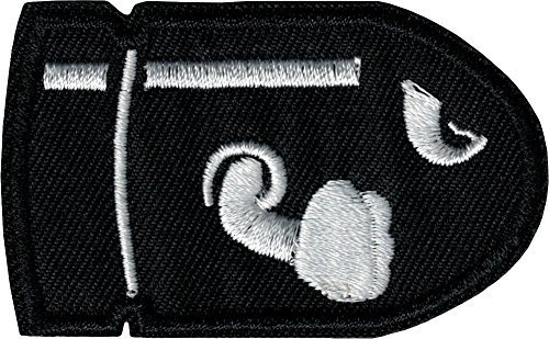 Super Mario Brothers Bullet Bill Parche para coser o planchar, 6,35 x 3,8 cm