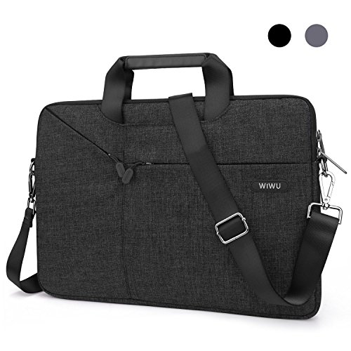 Laptop Notebook Schultertasche, EKOOS Business Aktenkoffer Tasche Hülle Sleeve Einfache Stil Wasserdichte Nylon Stoff Notebook Sleeve für Macbook Air / Pro Retina, Microsoft Surface Pro 4/3, Ultrabook, Netbook (15.6, Schwarz)