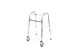 PRAXIS MEDICAL NETWORK Deambulatore Pieghevole 2 Ruote Piroettanti Da 120 Mm + 2 Puntali