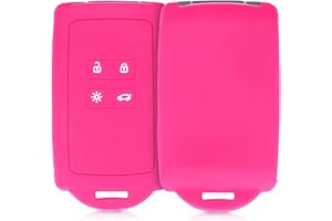 kwmobile Accessoire clé de Voiture Compatible avec Renault Smart Key 4-Bouton (Keyless Go Uniquement) - Coque en Silicone Souple avec Embout Porte-Clé - Fuchsia