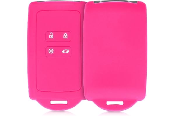 kwmobile Accessoire clé de Voiture Compatible avec Renault Smart Key 4-Bouton (Keyless Go Uniquement) - Coque en Silicone Souple avec Embout Porte-Clé - Fuchsia