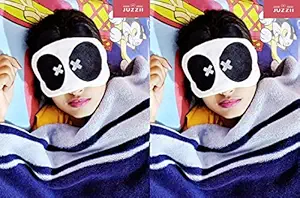 JUZZII Valvet & Fur Super Soft & Smooth Sleep Mask Eye Shades For Men Women Girls Boys Kids - (Pack of 2 ) Model-No.38-38