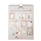 Clayre & Eef 6PA0195F Deko Dekoration Kalender Geburtstagskalender französisch ca. 21 x 28 cm