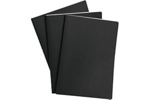 DODUOS 3pcs Carnets de Croquis A4,Bloc-Notes Classique,Cahier Vierge Carnet à Dessin avec Couverture,Bloc-Notes Agrafé,Blocs de Dessin Vierges avec Bloc-Notes à Couverture Souple Noire pour Écrire,Dessiner
