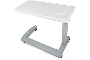 Vaunn FSA/HSA-berechtigter, medizinischer verstellbarer Nachttisch mit Rollen (Krankenhaus und Heimgebrauch), neue Tischplatte, Hellgrau
