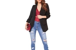Candid Styles Womens Ladies Ruffle Frill 3/4 Sleeve Stylish New Long-Line Dust Coat Blazer 8-26